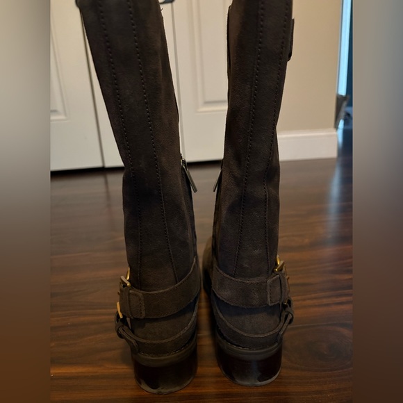 Michael Kors Brown Suede Mid-Calf Boots with Buckle - Picture 2 of 4